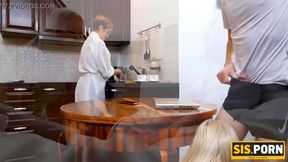 SISPORN&period; Woman does chores not noticing stepdaughter having fun with stepbro
