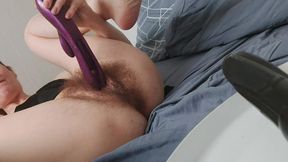 My Pussy Is Ecstatic From Orgasm, Very Wet, Very Hairy Pussy, Vibrator Squirting, Multiple Orgasms