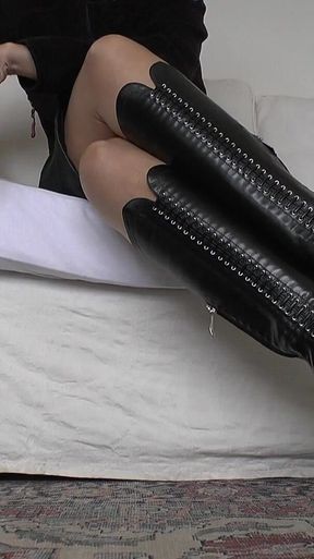 Black Corset Leather Boots, Cross Your Legs, JOI Ruined Orgasm and Normal Orgasm Lady Victoria Valente