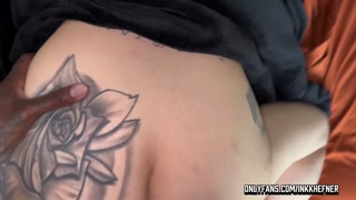 Close creamy backshots digging dick in tattooed white girl