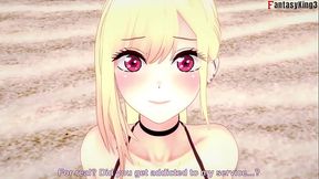 I found Marin Kitagawa on the beach and she gives me a blowjob | Sono Bisque Doll wa Koi wo suru