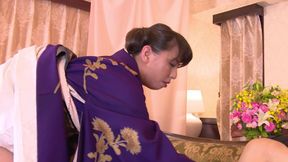Asian milf rides her younger lover's cock