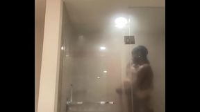 Petite Latina babe Strawberry gets stuffed by a BBC while showering with