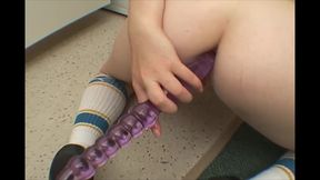 Redhead with Big Tits Is Horny in the Office and Pleasures Herself with a Dildo