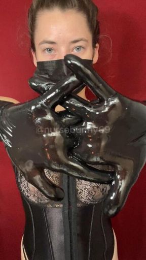 Nitrile Glove ASMR in Corset