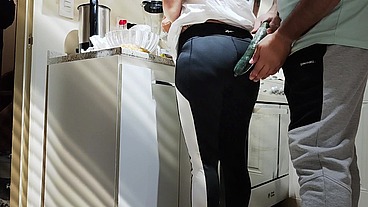 While cooking, my boyfriend introduces me to the cucumber for lunch.