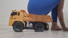 Toy Dump Bruder Truck Riding Ass – Fart Tease & Squishy Bounce Play