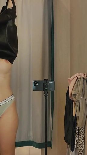 Unforgettable moment from "Seducing you in a fitting room. Try on haul transparent clothes"