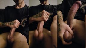 jerking my big cock and playing with my balls