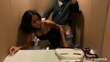 JohnTronX - Public bathroom quickie with a hot and wild Asian babe