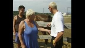 Blonde GILF gets fucked outdoors
