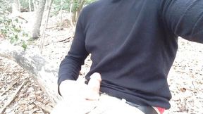 Jerking in the Woods by the Lake, Good Cumshot and Orgasm. Wearing My Ae Boxers and Showing Some Waistband