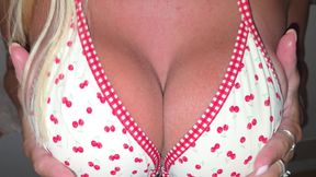 After suck and fuck wife jerked my dick on her tits, huge cumshot!