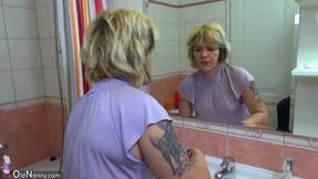 ”Tenn brunette babe with blonde stepmommy OldNanny”