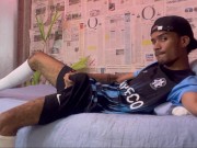 Soccer player gets horny to masturbate after the game