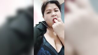 Cowgirl fingers her huge twat part two