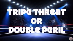 Triple Threat Or Double Peril - Starring: Model Constance Sassy Savage Sasha Steel - Champion Sasha Makes Sure Her Opponents Won't Make It For The Title Match - Bondage Spandex Damsels Gag Talk Cleave Gag Rope