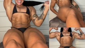 Juicy Muscle Slut Topless Flexing - Muscular Women, Female Bodybuilder, Biceps, Triceps, Abs, Vacuum, Stomach Control