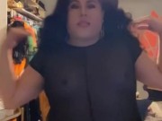 POV CD dance and Gags on dildo