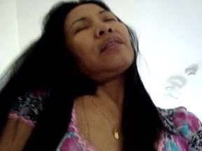 Filipina MILF riding a bull cock to orgasm