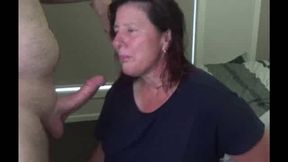 Milf Surprised by Premature Ejaculation During Blowjob