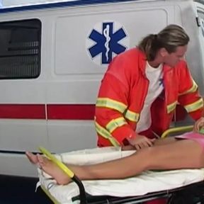 A stunning German teen gets banged hard in the ambulance