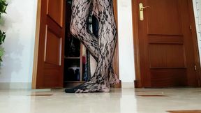 Sexy feet modelling nylon stockings