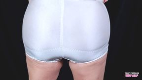 Senior lady undies - Witness my large panties over mature fuzzy thighs