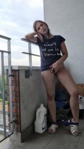 Flashing and masturbating on balcony!