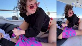 Sexy yacht cruise leads to public fellatio and creampie - 18yo hottie!
