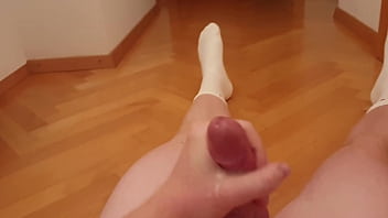Jerking in white socks