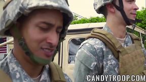 Ebony hunk spitroasted by army buddies on majors orders