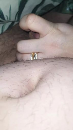 Step mom grabs step son cock and balls