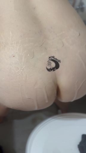 My little white a with black nut all over it and in my p