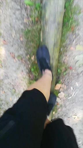 Outdoor Balancing in Pantyhose