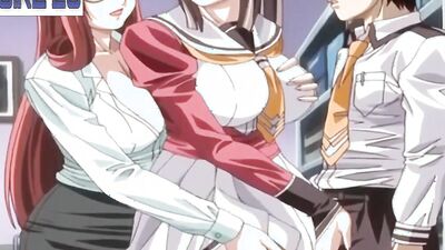 Dirty cartoon porn featuring a busty housemaid getting manhandled and banged in a steamy threesome