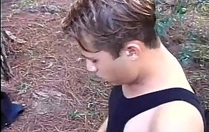 Titless tranny stuffed outdoor