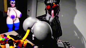 3d animated fnaf characters are vigorously fucking with each other