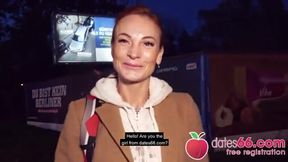Steamy Outdoor Encounter with Kessie Shy Behind a Billboard in Berlin!
