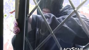 ”Grandmas muff tightened with big dildo used by lesbo babe”