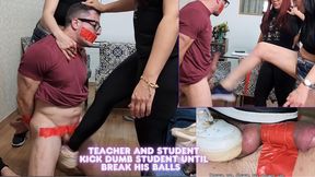 Teacher and student kick dumb student until break his balls - Goddess Kiffa and Vitoria Vonteese- BALLBUSTING - FOOT DOMINATION - FEMALE DOMINATION - FEMDOM - CBT - BONDAGE - HUMILIATION - SNEAKERS -