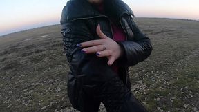 blow-job in the woods with my husband friend- down-jacket fetish 249