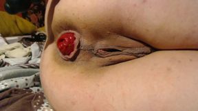 Fuck, strech and gape my asshole with big toys and fingers close up