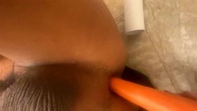 Anal play with carrot make lots of delicious precum