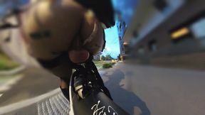 Massive dildo stuffed up ass and exposed in public