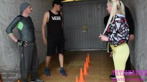 Blondie gets double penetration in first gang bang