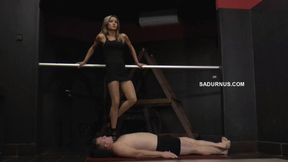 Mistress Tatjana trample in high heels and nylon! High heels wmv