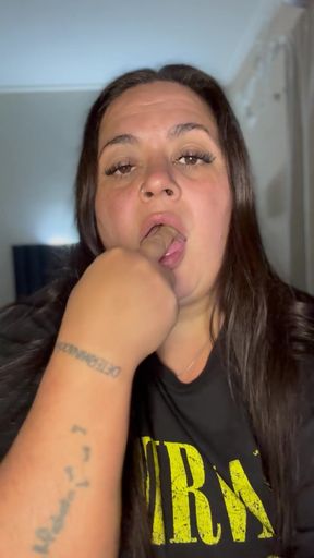 Amateur curvy girl sits alone, feeling scorned by her pig of a