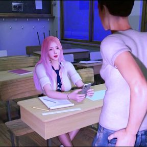 Beauty Student Enjoin Night Party First Time - 3D Animation V519