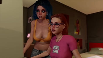 Futanari teens in 3D animation give head and get pounded